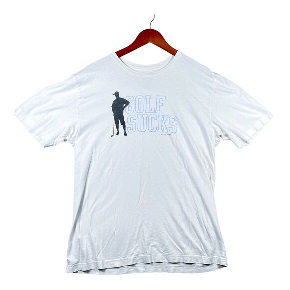 Men's Travis Mathew T Shirt Golf Sucks Golfing Sports White sz L - Picture 1 of 4